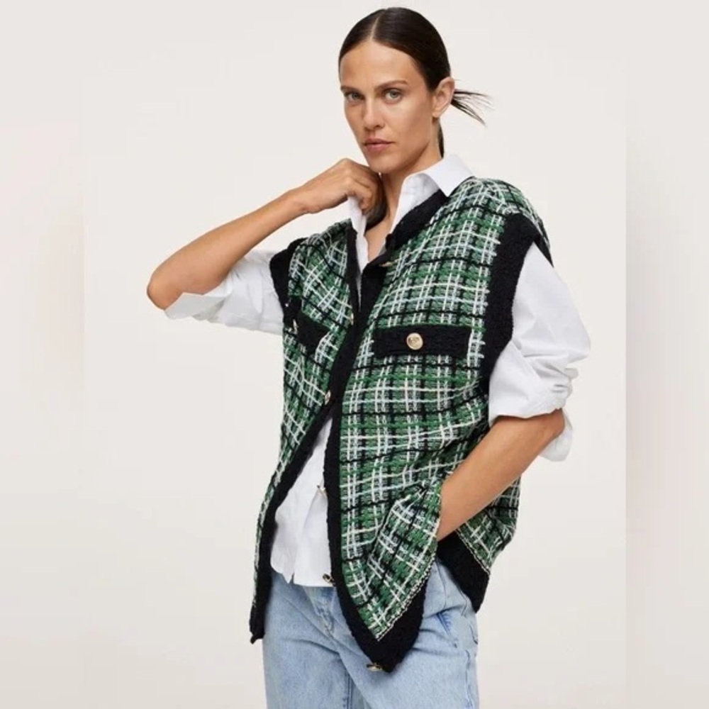 Mango Tweed Knit Vest Size XS